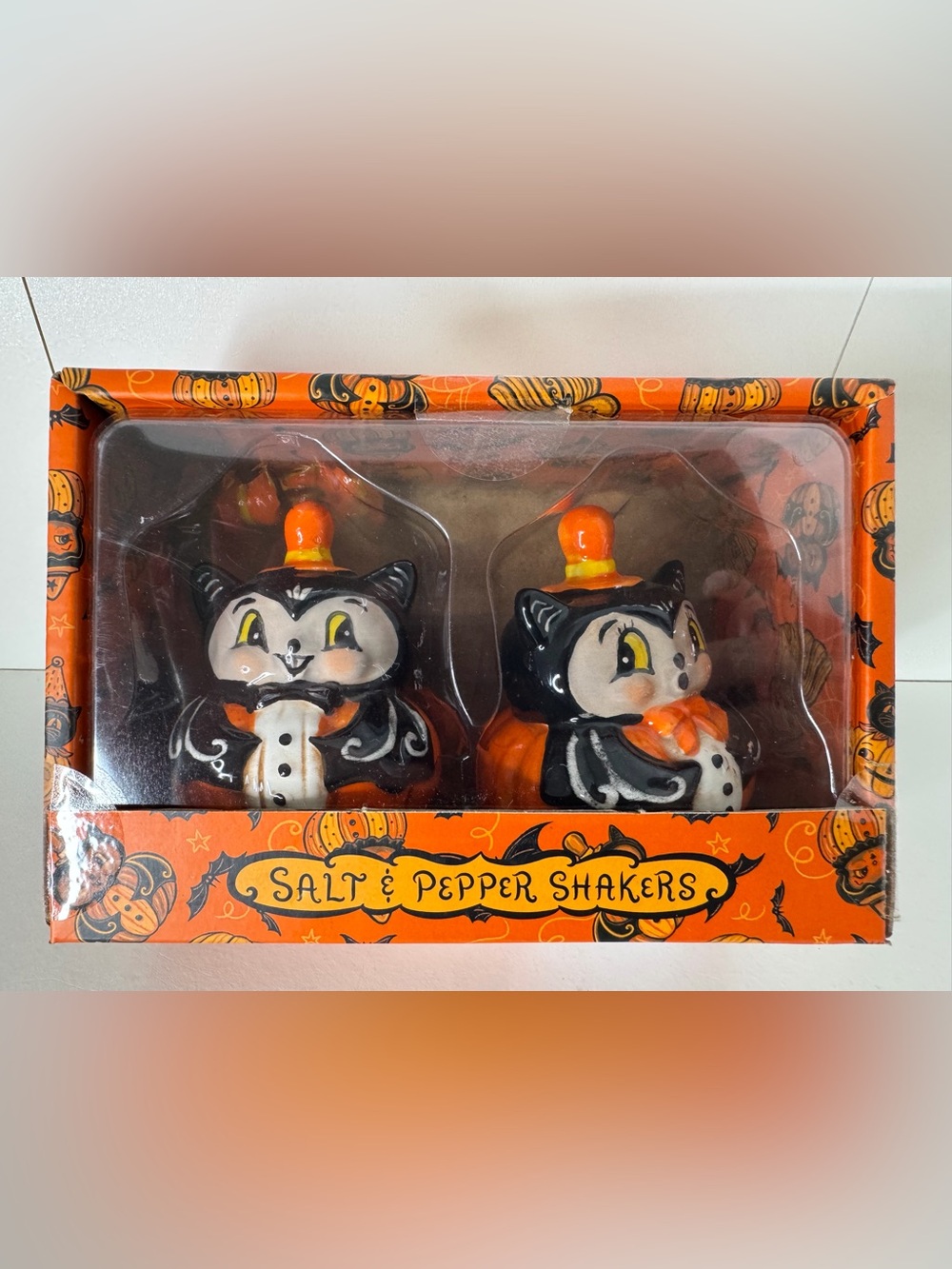 Johanna Parker Halloween Bat Salt & Pepper Shakers NIB